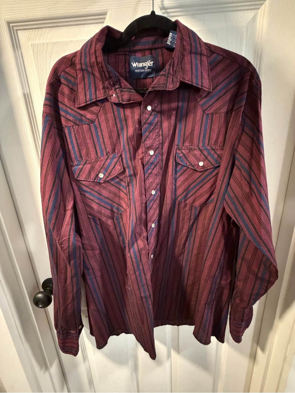 Wrangler Burgundy Striped Casual Button-Down Shirt